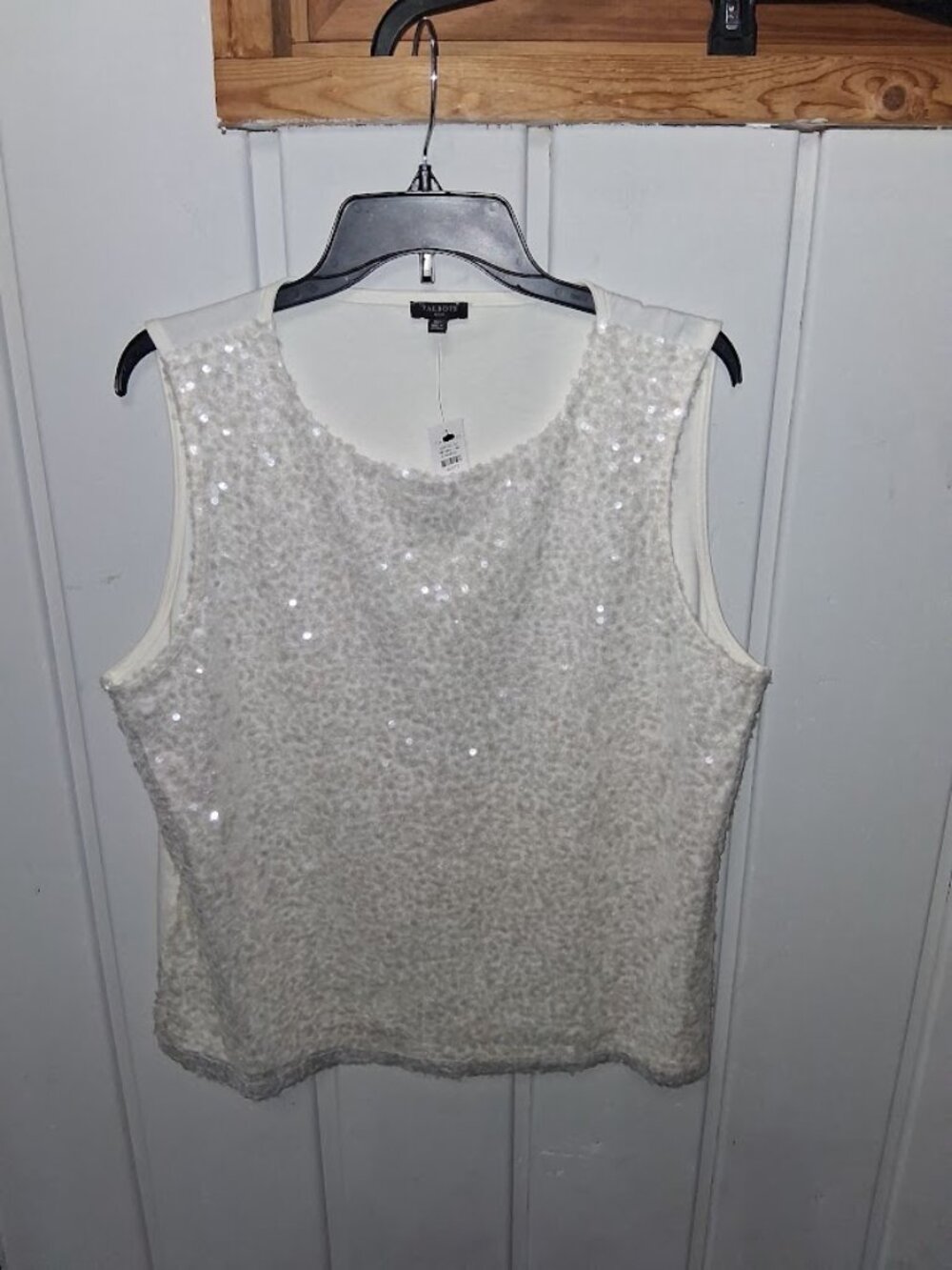 Talbots Ivory Sequin Front Tank NWT Sz XLP